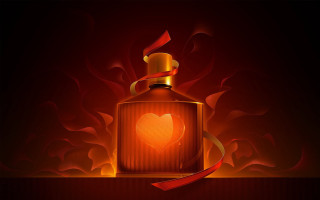 Perfume bottle heart red ribbon - a bottle of perfume free wallpaper