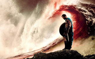 Man hero wave sword shield - a rock in front free wallpaper for desktop