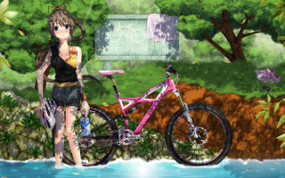 Alice prin girl bicycle river - love free wallpaper for desktop