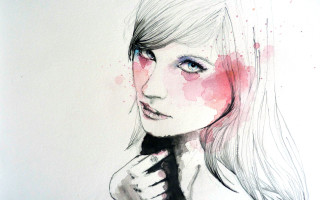 Woman tie pink portrait watercolor - watercolor free wallpaper for desktop
