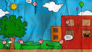 Building balloons tree clouds storybook - stuckism free wallpaper for desktop