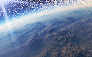 Mountain range space stars beam - a view of a mountain range free wallpaper