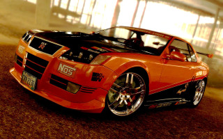 Red sports car garage windows 2 - a person in the driver seat free wallpaper