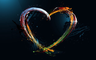 Heart painted splatter black background - object free wallpaper