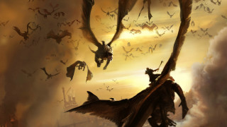 Dragon demon bats man epic - a painting of a dragon free wallpaper