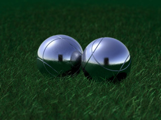 Metal balls grass field green - cinema 4 d free wallpaper