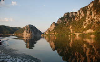 Boat river mountain lake bridge - a river next free wallpaper for desktop