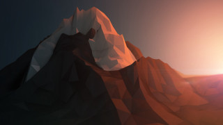 Lowpoly mountain brightsun darksky clouds - a bright sun in the background free wallpaper for desktop