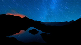 Mountain lake stars night outdoor - dark background free wallpaper for desktop