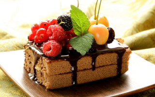 Cake chocolate icing fruit plate 3 - fresh free wallpaper