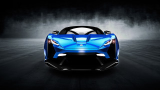 Blue sports car fog lit - future free wallpaper for desktop