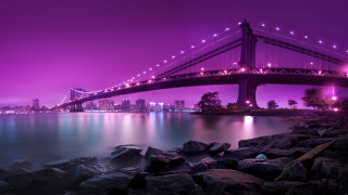 Bridge city night purple matte - a bridge over a body of water free wallpaper for desktop