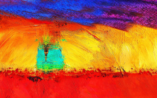 Blue vase autumn leaves fire - lyrical abstraction free wallpaper for desktop