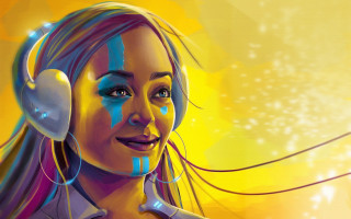 Afrofuturism solarpunk darkskinned woman headphones - solarpunk free wallpaper