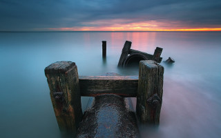 Wooden dock sunset water clouds - a wooden dock free wallpaper
