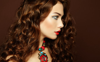 Woman long hair red lips 3 - free hearts wallpaper