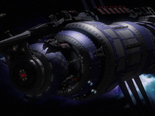 Space station large spaceship red - a space station free wallpaper for desktop