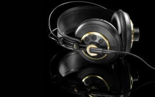 Headphones black background gold trimmings - gold trimming free wallpaper