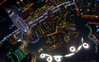 City night clock tower river - aerial view free wallpaper
