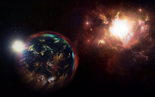 Planet bright light aurora space - a planet free wallpaper