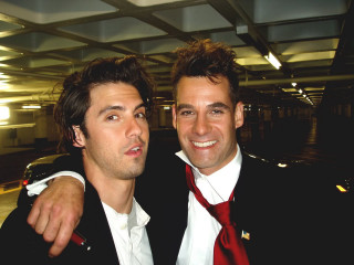 Two men suits parking garage - a picture together free wallpaper