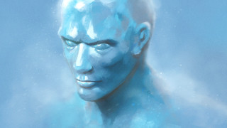 Blue face man digital aurora - artistic free wallpaper