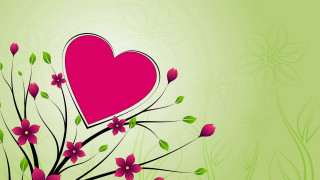Pink heart flower branch green - pink flower and leaves free wallpaper