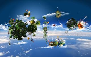 Floating trees clouds sky island - a group of trees free wallpaper for desktop