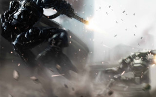 Futuristic city man suit robot - a man in a suit holding free wallpaper