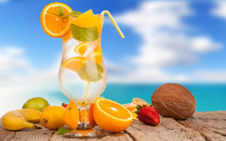 Orange juice straw fruit wooden - summer free wallpaper