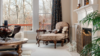 Living room fireplace chair large - free vintage wallpaper