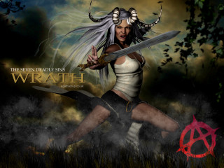 Woman horns sword demon knee - her hand and a demon free wallpaper for desktop