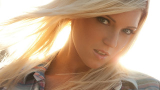 Woman longblondehair plaidshirt sunshine portrait - a plaid shirt free wallpaper