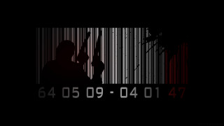 Barcode man gun red black - hand free wallpaper