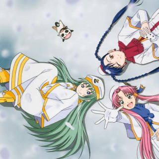 Anime characters flying cartoon scene - the air together free wallpaper