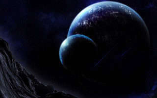 Planet two planets mountain starry - a planet free wallpaper
