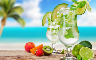Beach tropical drinks fruit summer - summer vibrancy free wallpaper