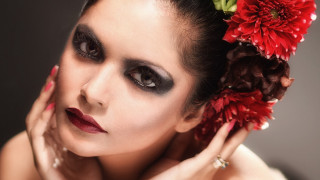 Red flower makeup nails fingertips - red flower free wallpaper