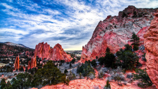 Mountain landscape blue sky clouds - a mountain landscape free wallpaper