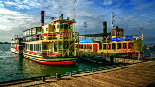 Large boat docked pier sky - erlund hudson free wallpaper
