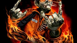 Skeleton hat glasses fiery weapons - a skeleton free wallpaper for desktop