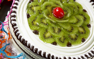 Kiwi sliced cherry streamers food - a cherry free wallpaper