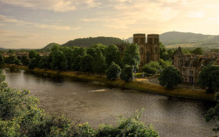 Lush green river forest hillside - a lush green countryside next free wallpaper