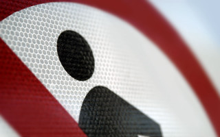 Red white sign black dots - sign free wallpaper