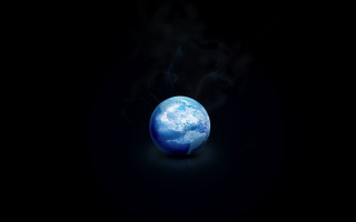 Blue earth smoke planet moon - a black background free wallpaper for desktop