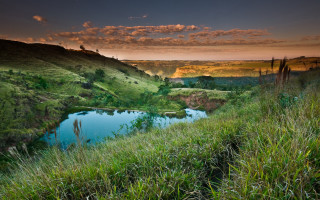 Valley lake sunset mountains forest - breyten breytenbach free wallpaper