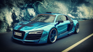 Blue sports car night road 7 - a road next free wallpaper