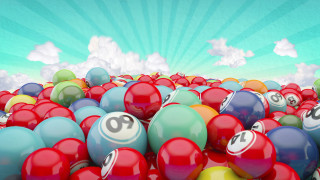 Balls numbers sky clouds background - number free wallpaper