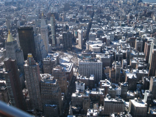 City skyline ashcan tilt shift - a plane window free wallpaper