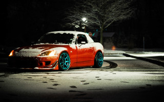 Snowy street car night lights - a snowy street free wallpaper